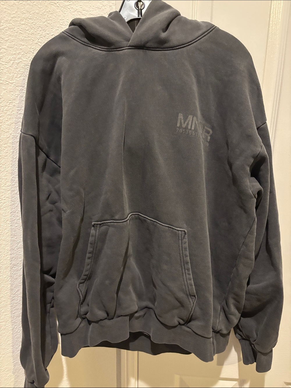 MNDR Faded Charcoal Hoodie - BTS Monochrome